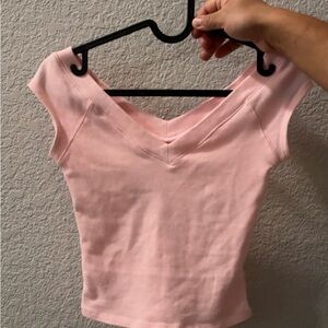PacSun Light Pink V-Neck Crop Top